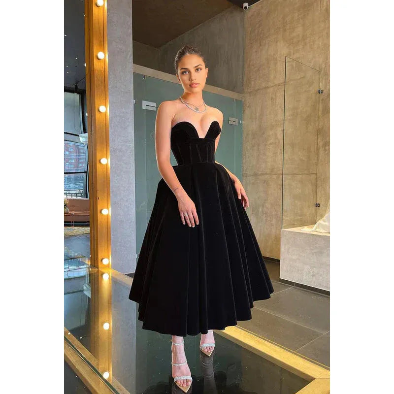 Vestido Weitese, vestidos formales para mujer, escote corazón, sin tirantes, terciopelo, corte A, vestido de noche, vestido de fiesta, vestidos de graduación, tiendas.